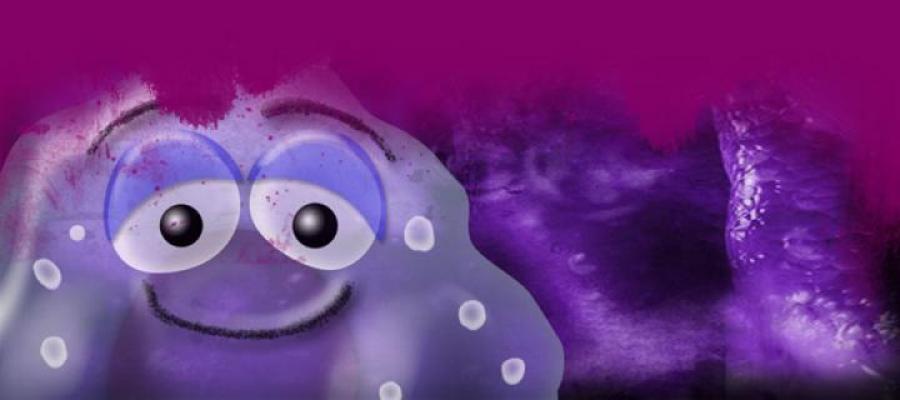 Purple supercyte smiling