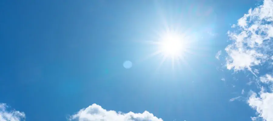 Blue sky with sun, shining