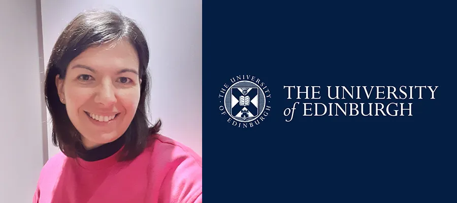 Photo of Samanta Mariani next to University of Edinburgh logo on navy background