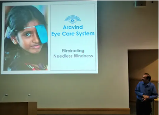 Dr Prajna presents in a lecture theate