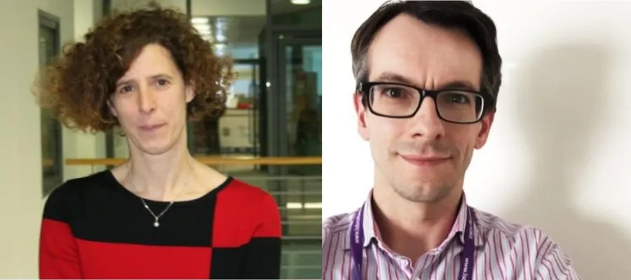 Headshots of Sarah Walmsley and Ewen Harrison