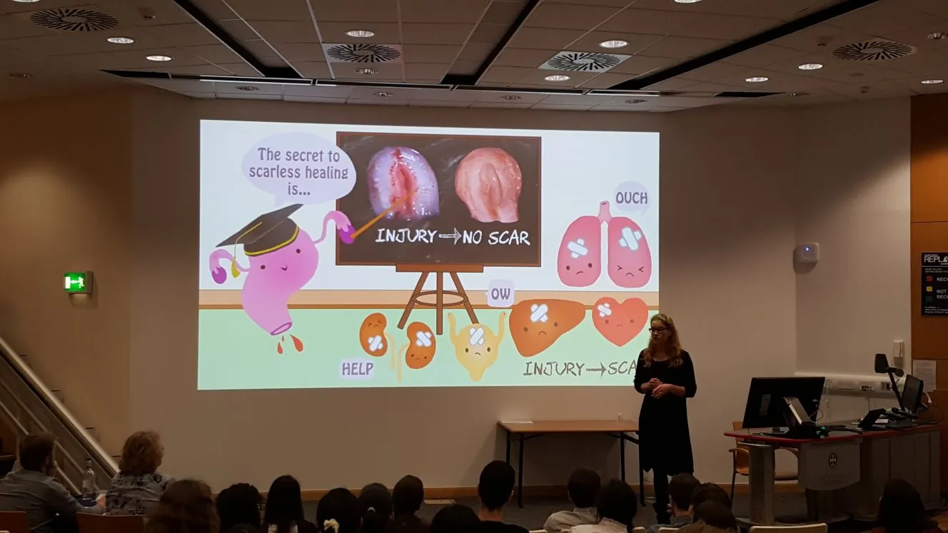 Phoebe Kirkwood presents her three minute thesis with a presentation